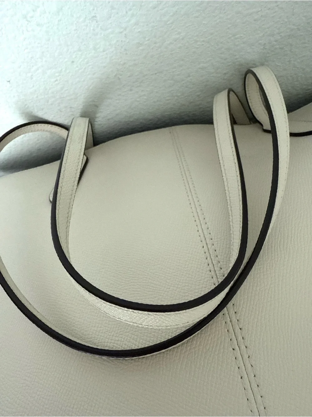 Coach Cream Leather Tote with Gold Hardware and Top Zip